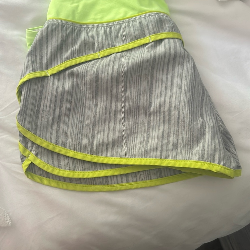 lululemon athletica Gray and Neon Yellow Athletic Shorts